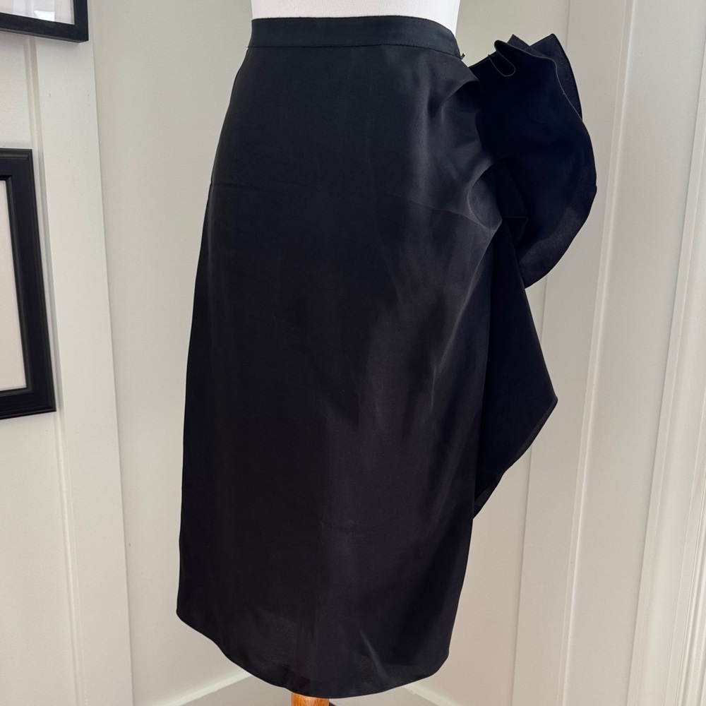 Lanvin 2007 Black Silk Skirt Size 40 - Picture 3 of 12